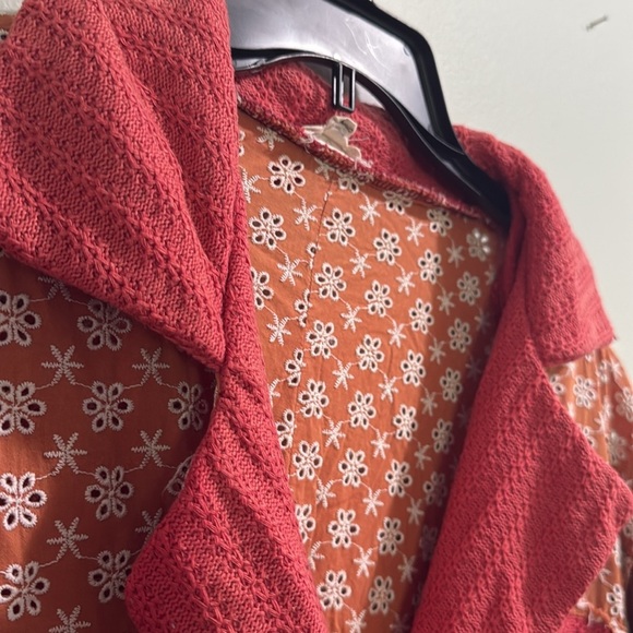 POL Brick Red & Coral Mixed Media Coat Jacket M - Picture 7 of 9